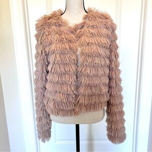 Fringe Cropped Teddy Jacket SZ M